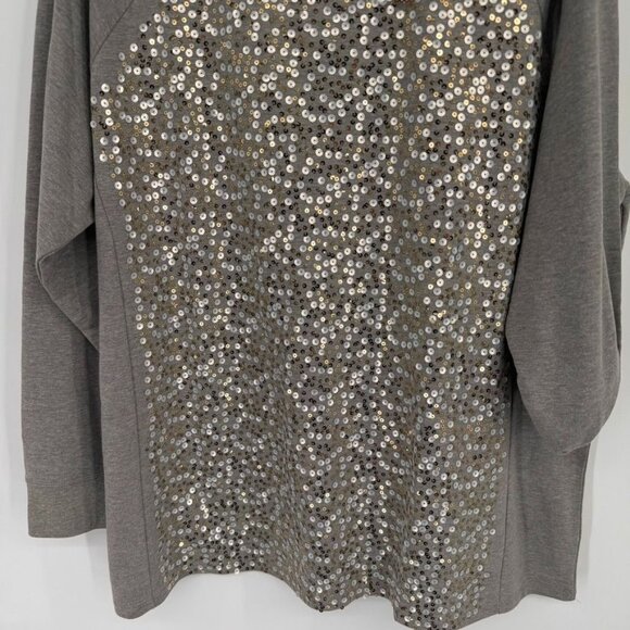 Quacker Factory Womens Sequin Embellished Gray Long Sleeve Top size 1X plus new - Picture 6 of 14